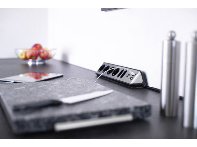 Stekkerdoos Brennenstuhl Estilo 6vdig USB 2m zwart
