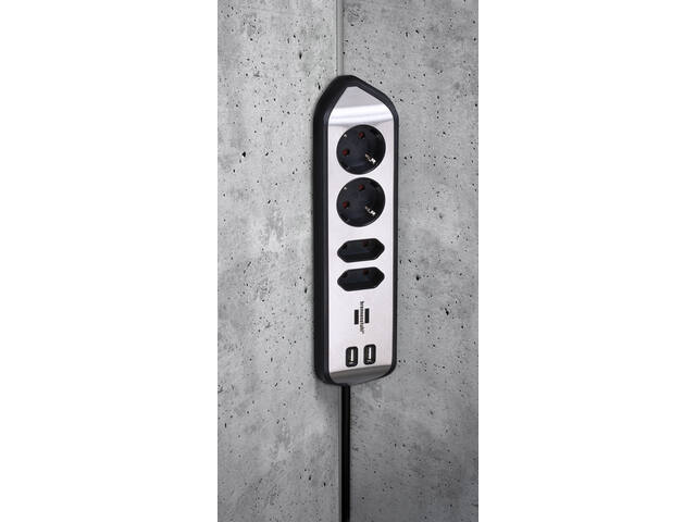 Stekkerdoos Brennenstuhl Estilo 4vdig USB 2m zwart