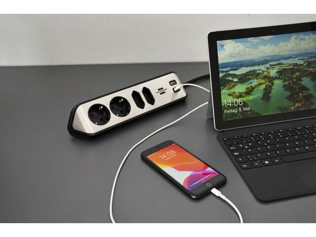 Stekkerdoos Brennenstuhl Estilo 4vdig USB 2m zwart