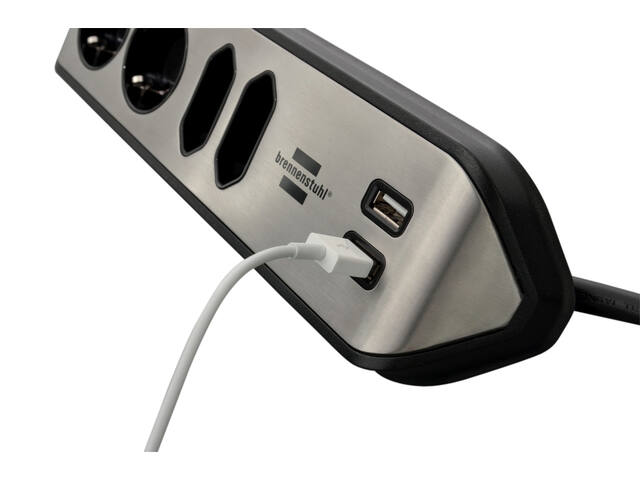Stekkerdoos Brennenstuhl Estilo 4vdig USB 2m zwart