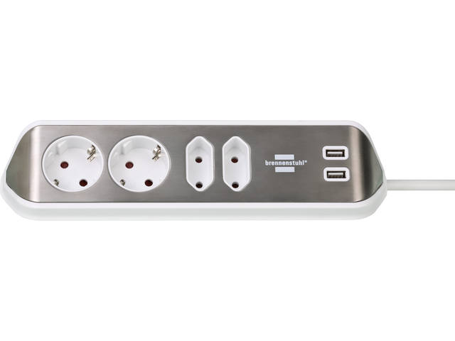 Stekkerdoos Brennenstuhl Estilo 4vdig USB 2m wit