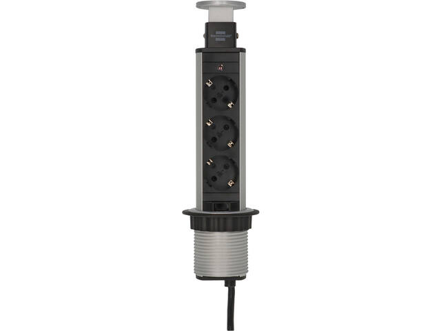 Stekkerdoos Brennenstuhl toren 3vdig 2m zwart/zi