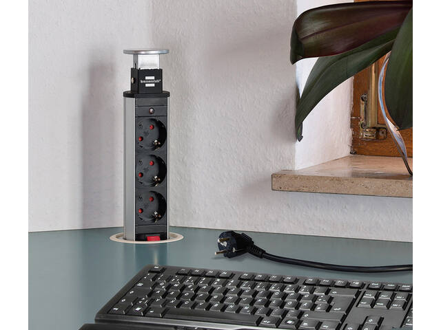 Stekkerdoos Brennenstuhl toren 3vdig 2m zwart/zi