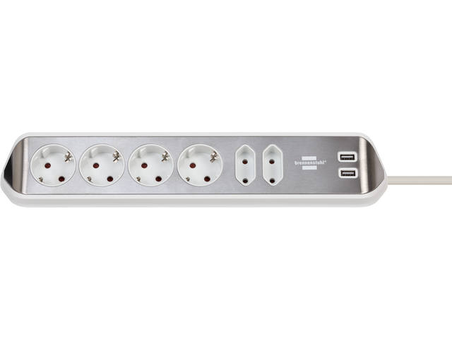 Stekkerdoos Brennenstuhl Estilo 6vdig USB 2m wt