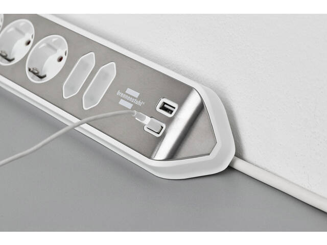 Stekkerdoos Brennenstuhl Estilo 6vdig USB 2m wt