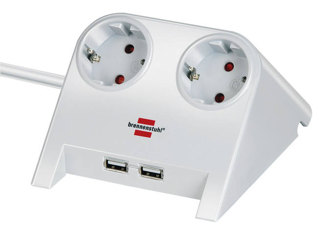Stekkerdoos Brennenstuhl 2vdig USB 1.8m wit
