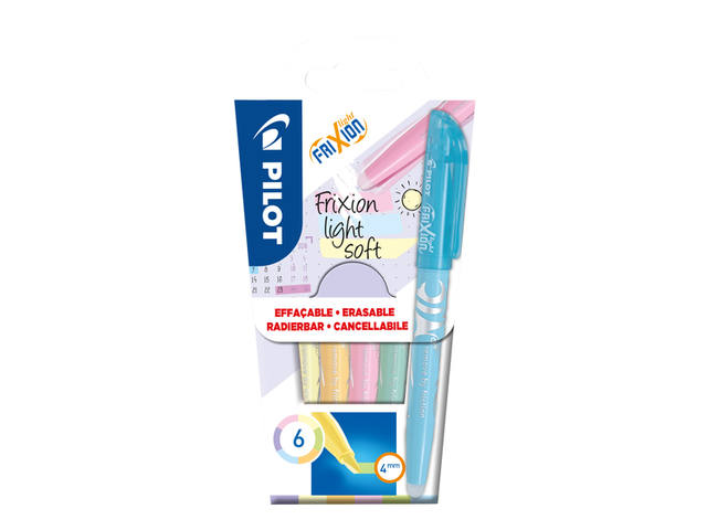 Markeerstift PILOT friXion soft pastel 6st assorti