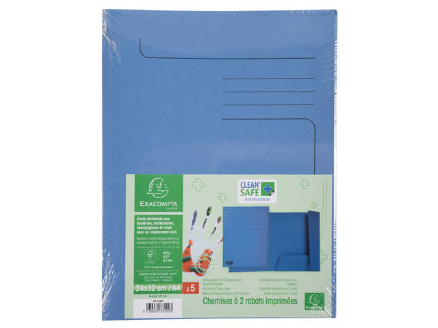 Dossiermap Exacompta CleanSafe 2kleppen blauw
