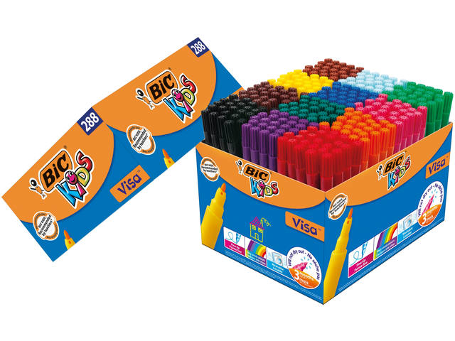 Kleurstift BicKids visa schoolbox F assorti