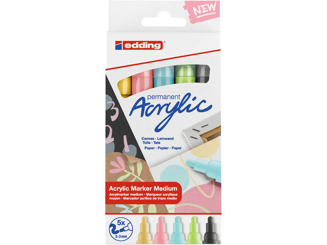 Acrylmarker edding e-5100 M pastel assorti 5st