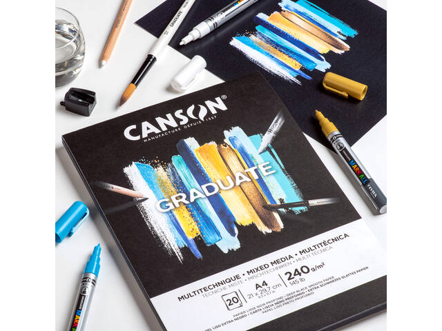 Mixed mediapapier Canson Graduate 240gr A3 zwart