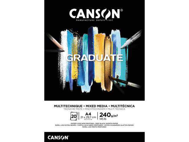 Mixed mediapapier Canson Graduate 240gr A4 zwart