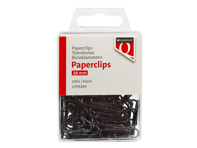 Paperclip Quantore 28mm zwart 100 stuks