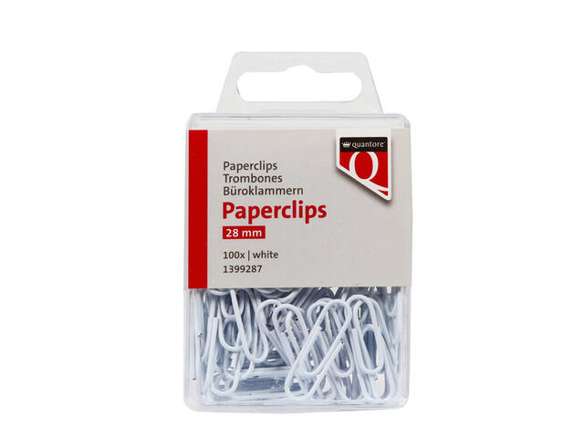 Paperclip Quantore 28mm wit 100 stuks
