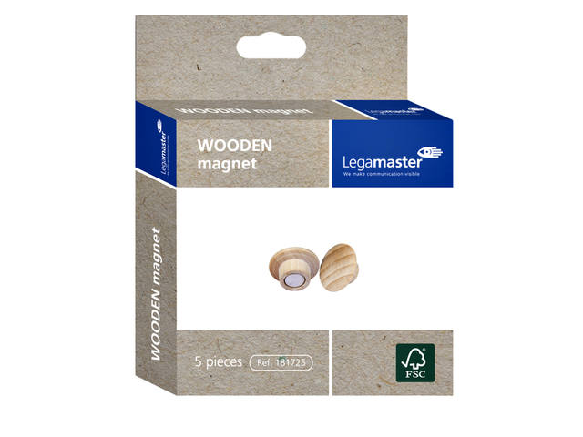 Magneet Legamaster hout 5 stuks