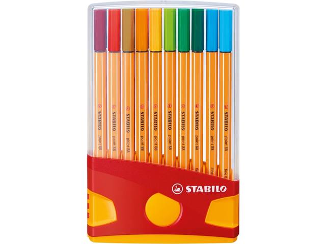 Fineliner STABILO point 88/20 etui gl/rd F assorti