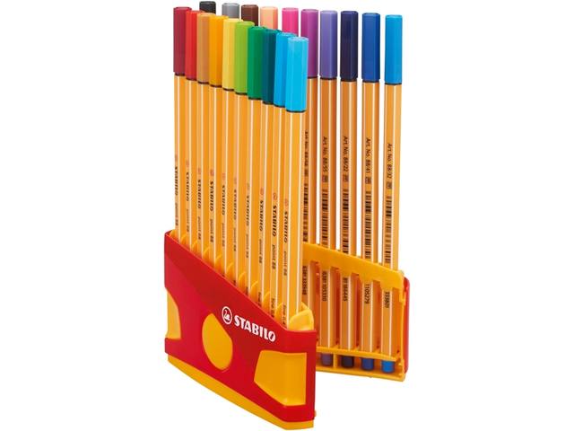 Fineliner STABILO point 88/20 etui gl/rd F assorti