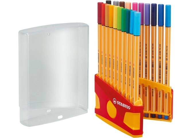Fineliner STABILO point 88/20 etui gl/rd F assorti