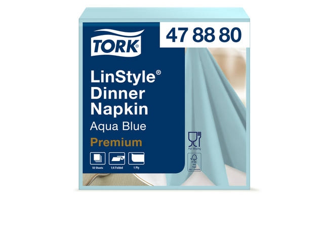 Dinerservet Tork Linstyle Premium 50 vel aquablauw