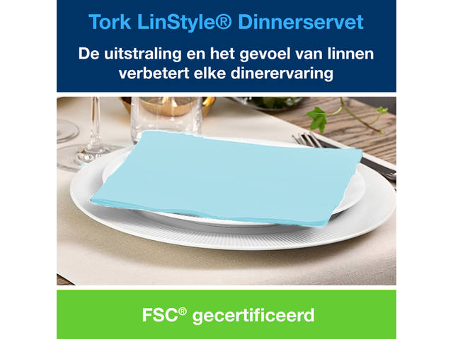 Dinerservet Tork Linstyle Premium 50 vel aquablauw