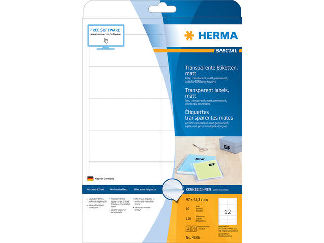 Etiket HERMA 4586 97x42.3 weerbest transp mt 120st