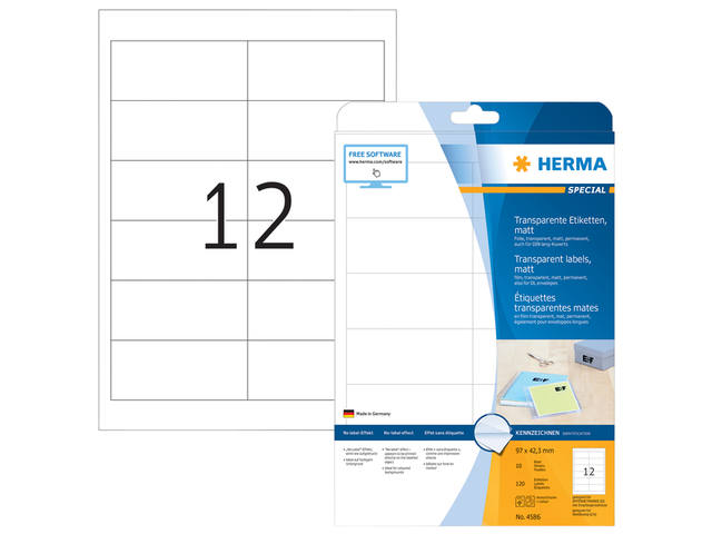 Etiket HERMA 4586 97x42.3 weerbest transp mt 120st
