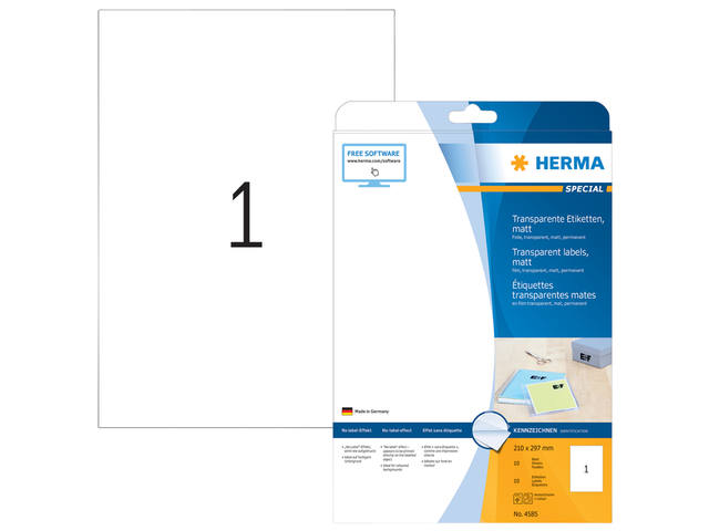 Etiket HERMA 4585 210x297 weerbest 10st transp mat