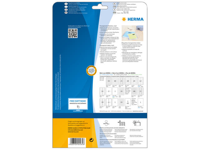 Etiket HERMA 4585 210x297 weerbest 10st transp mat
