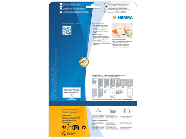 Etiket HERMA 8964 210x297mm 10st transp glanzend