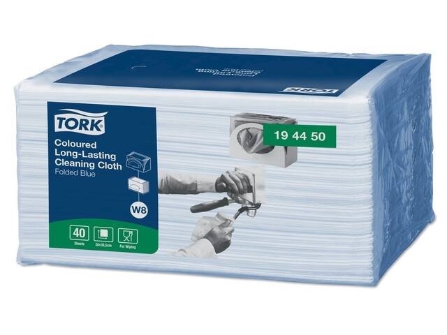 Reinigingsdoek Tork W8 Premium 1laags blauw