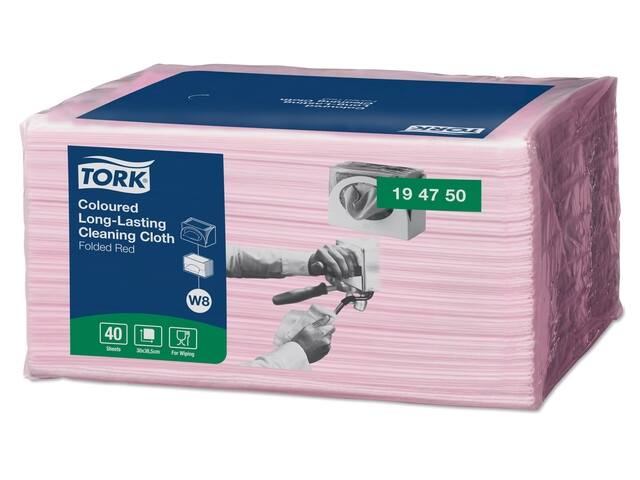 Reinigingsdoek Tork W8 Premium 1laags rood