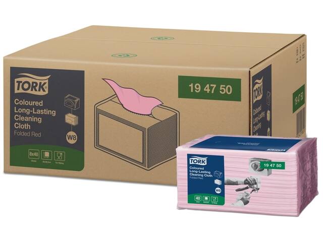 Reinigingsdoek Tork W8 Premium 1laags rood