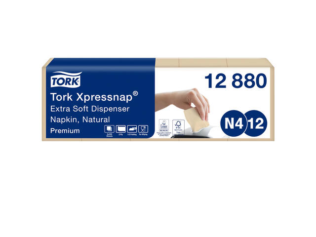 Servet Tork N4 Premium halvevouw 2laags naturel