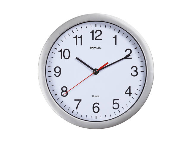Wandklok MAULrun quartz O25x5cm kunststof zi/wt