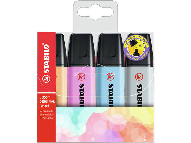 Markeerstift STABILO BOSS 70/4 pastel incl gs ass