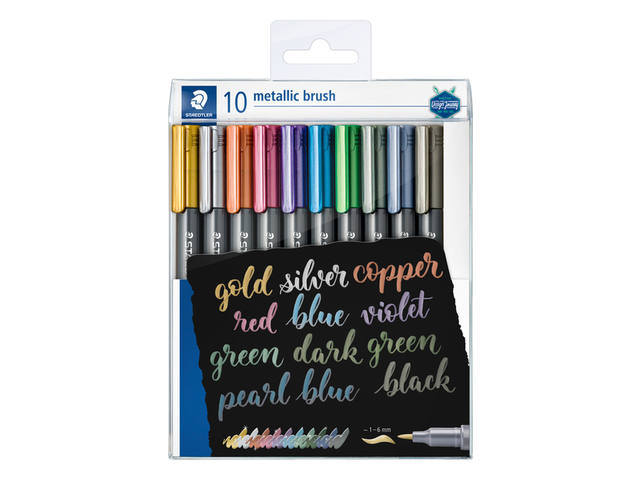 Brushpen Staedtler metallic etui a 10 kleuren