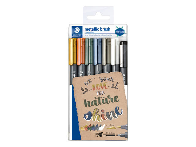 Brushpen Staedtler metallic etui a 7 kleuren