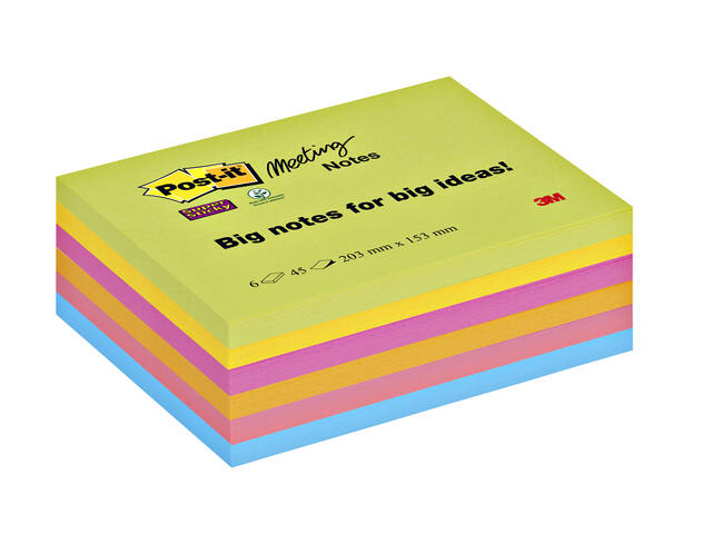 Memoblok Post-it 8645 Super Sticky 203x153mm ass