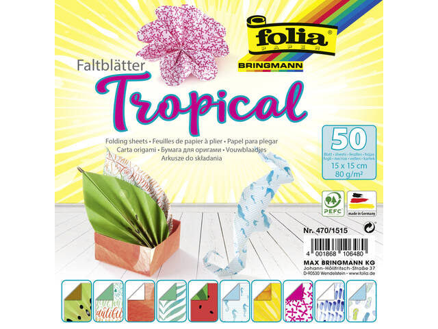 Vouwblaadjes Folia 80gr 15x15cm 50v 2z tropical