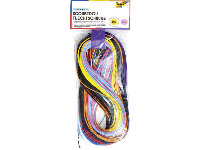 Scoubidoo touwtjes Folia 100cm 100st ass kleuren