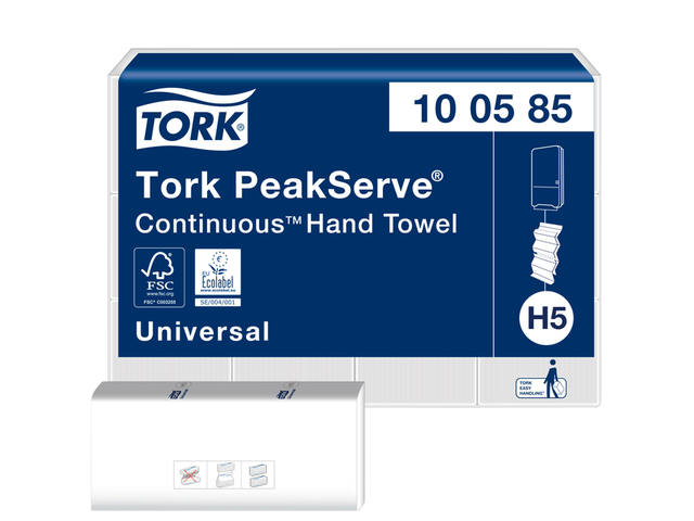 Handdoek Tork H5 Universal 1laags 201x225mm wit
