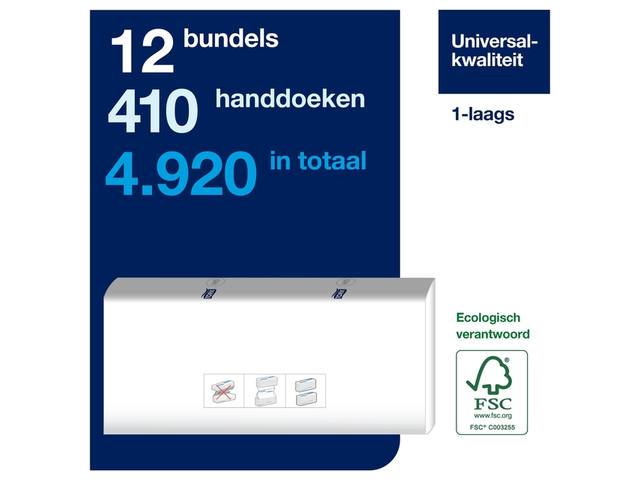 Handdoek Tork H5 Universal 1laags 201x225mm wit