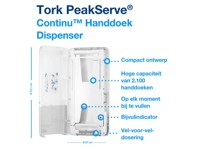 Handdoekdispenser Tork H5 Elevation wit