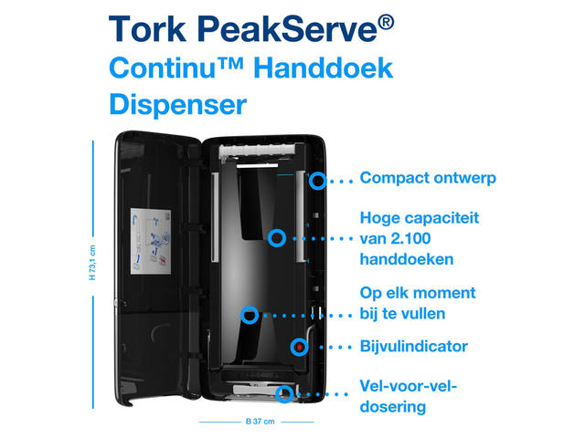 Handdoekdispenser Tork H5 Elevation zwart