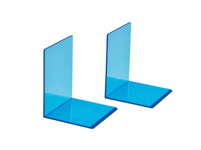 Boekensteun MAUL 10x10x13cm acryl neon blauw