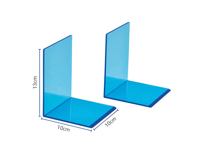 Boekensteun MAUL 10x10x13cm acryl neon blauw