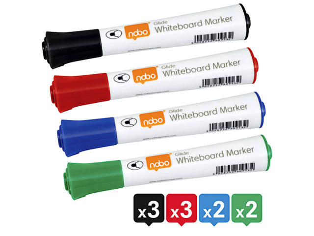 Whiteboardmarker Nobo Glide rond ass 2mm