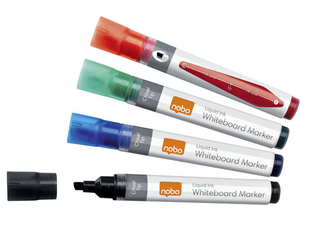 Whiteboardmarker Nobo Liquid schuin ass 4mm