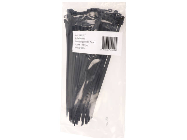 Kabelbinders IEZZY nylon 4.8x200mm D 49.5mm zwart
