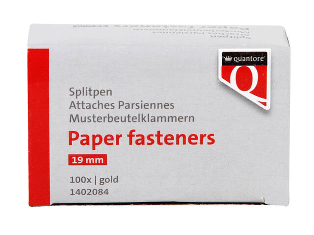 Splitpen Quantore 19mm goud 100 stuks